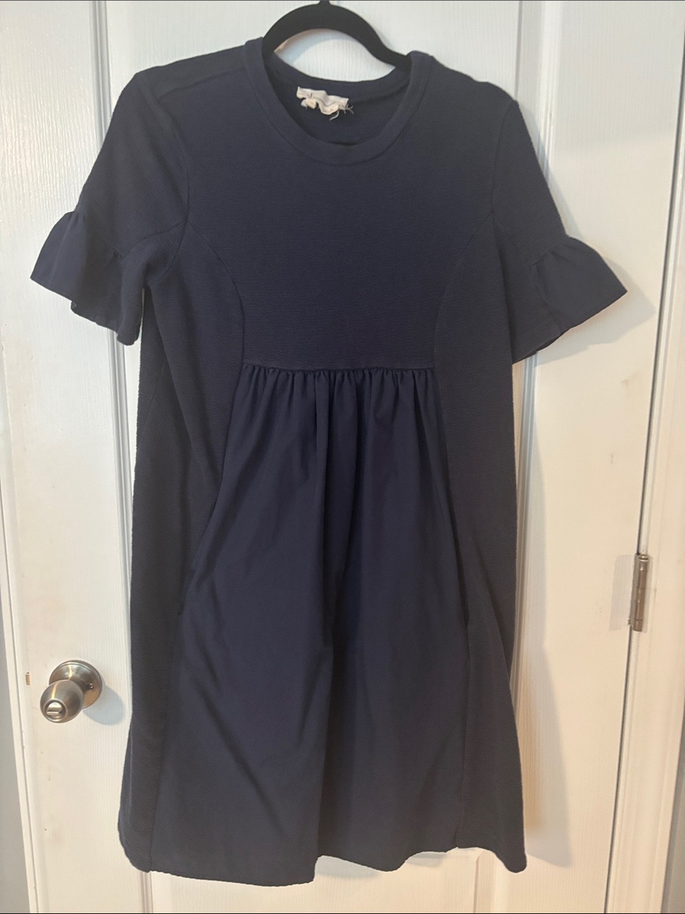 Anthropologie Navy Short Ruffle Sleeve Kids Dress